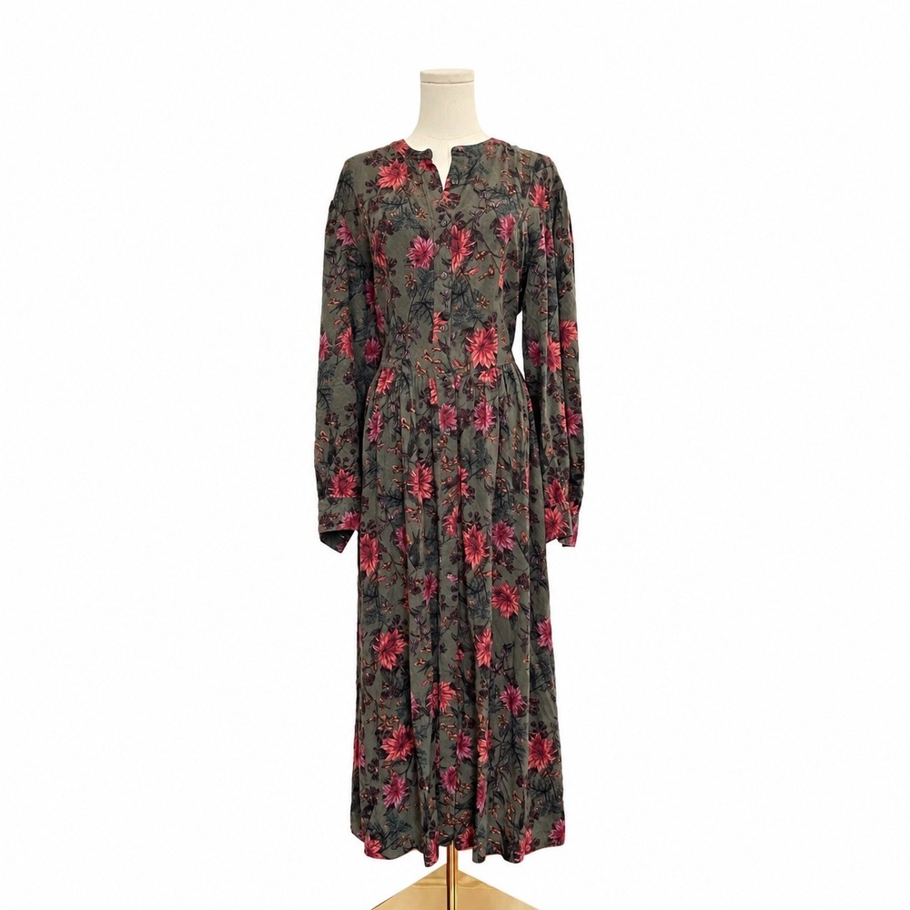 Treasure Bond Floral Maxi Dress M Fall Festival Cottagecore Boho Prairie Buttons